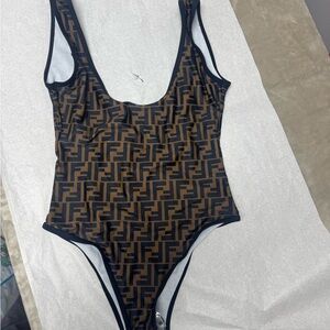 Fendi Black and Brown Monogram One-Piece